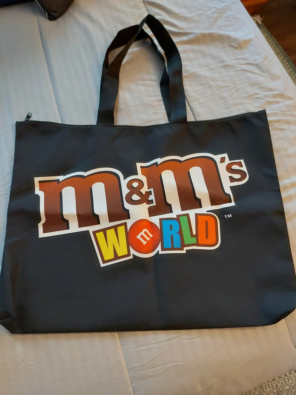 M&M's Black Canvas Tote Bag with Colorful Characters